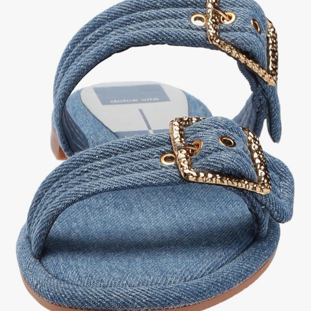 Dolce Vita Blue Sandals with Gold Accents - Picture 8 of 9